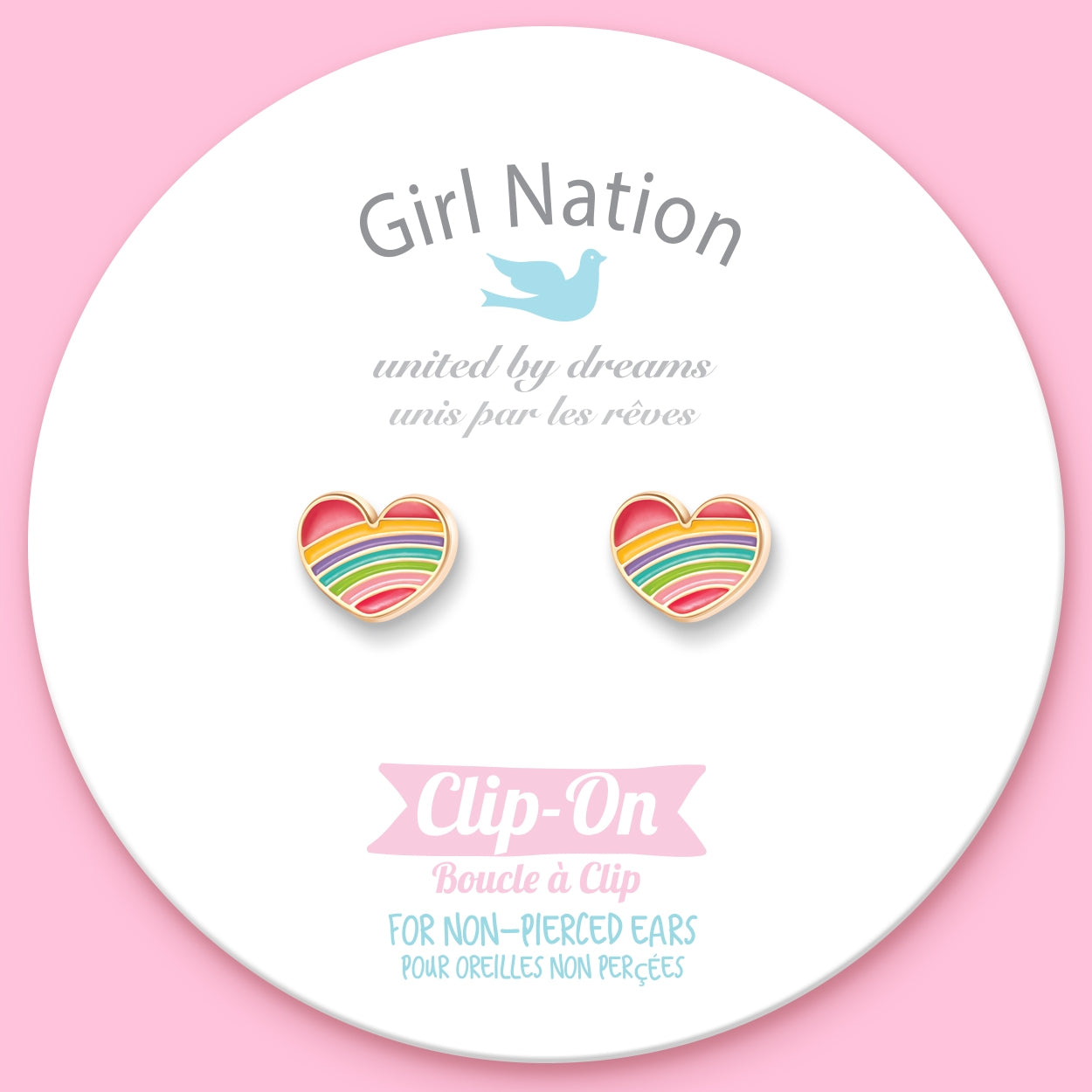 CLIP ON Cutie Earrings- Rainbow Heart