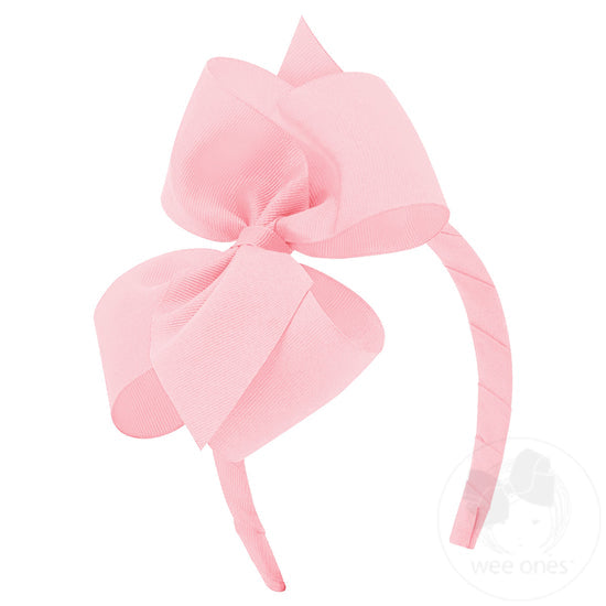 Small King Bow Headband-Lt Pink