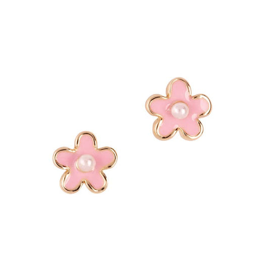 Pink Fancy Flower Cutie Stud Earrings