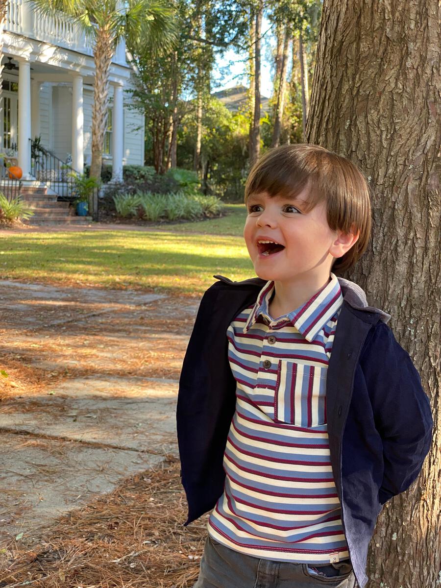 Waverley Polo-Navy Stripe