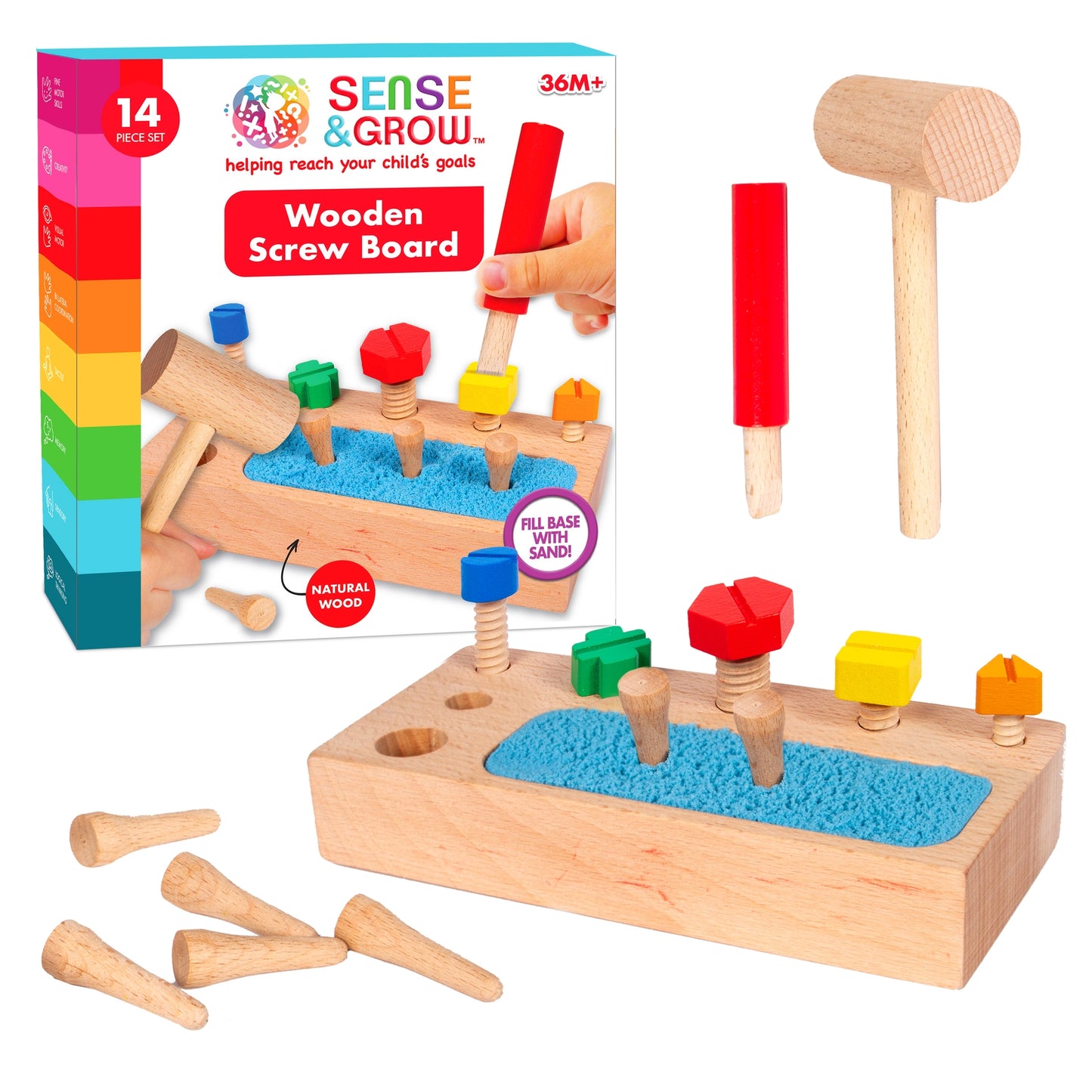 Sense & Grow Wooden Screw Toy