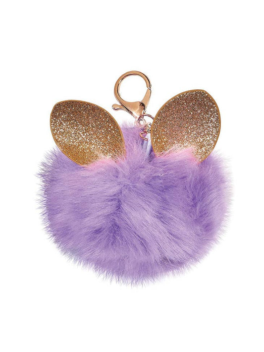 Purple Glitter Ears Pom-Pom Clip