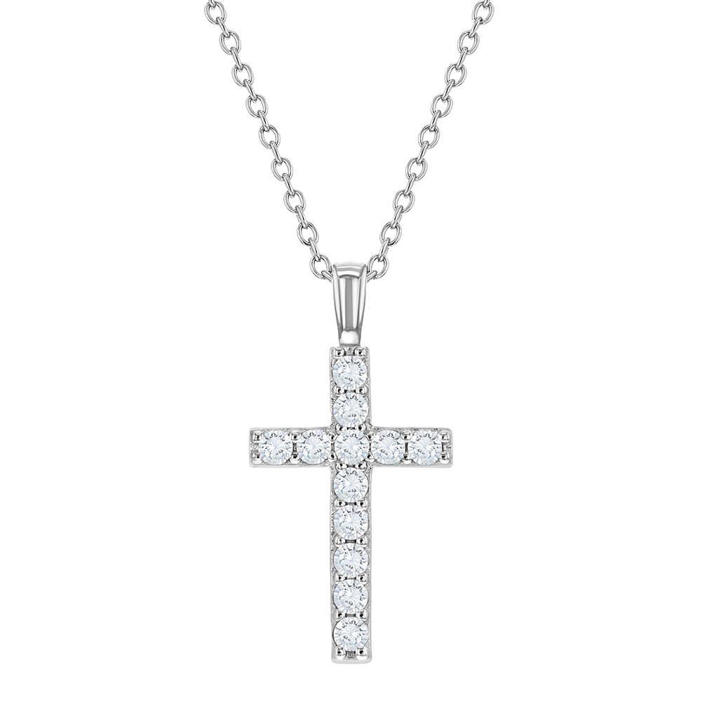 Girls CZ Cross Necklace