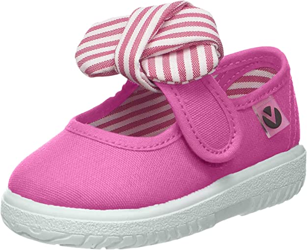 Canvas Mary Janes w/Tie-Fucsia