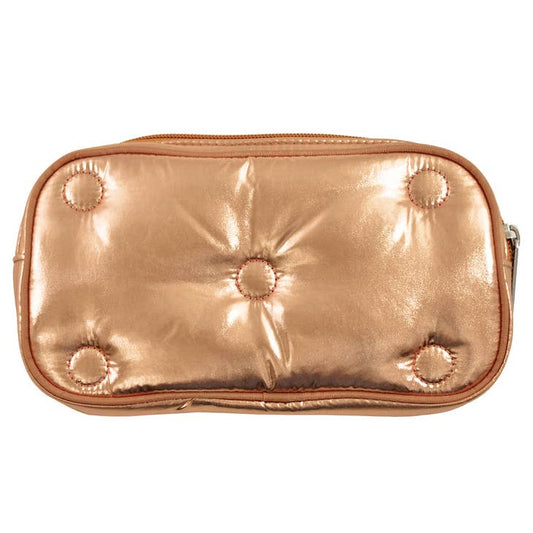 Copper Metallic Tufted Cosmetic Bag