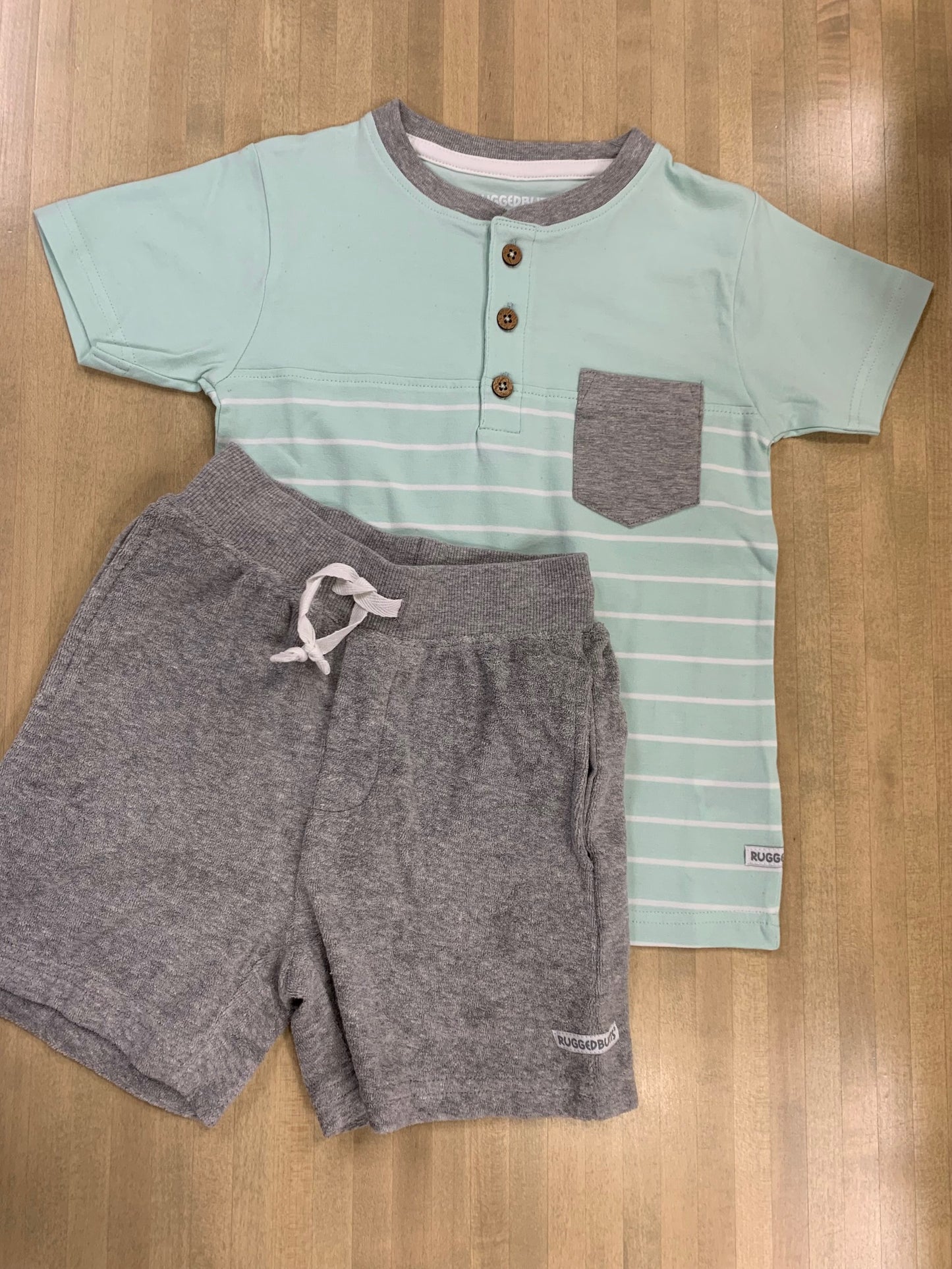 Aqua Stripe Henley Short Set