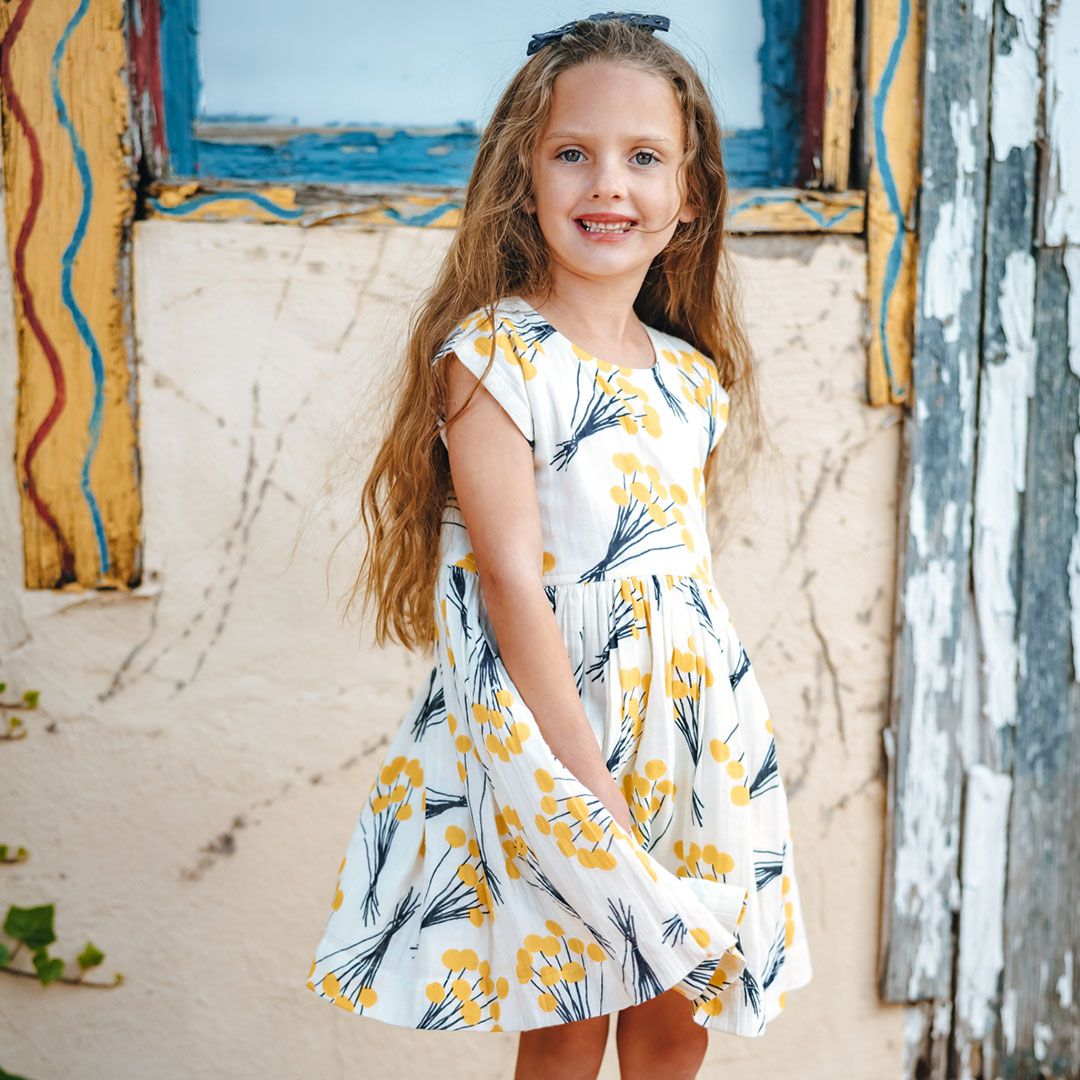 Yellow Pom Pom Adaline Dress