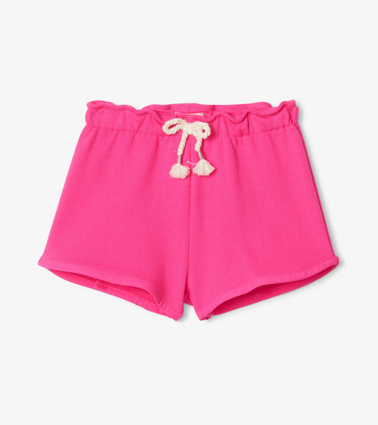 Fuchsia French Terry Paper Bag Shorts