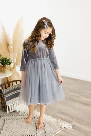 Silver Velvet Tutu Dress