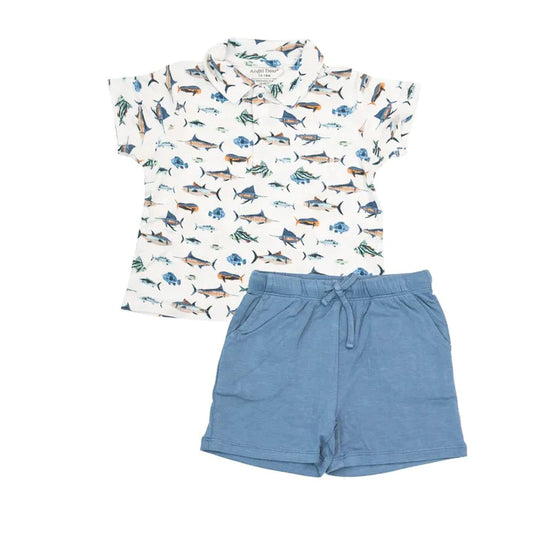 Tropical Ocean Fish Polo Shirt & Short Set