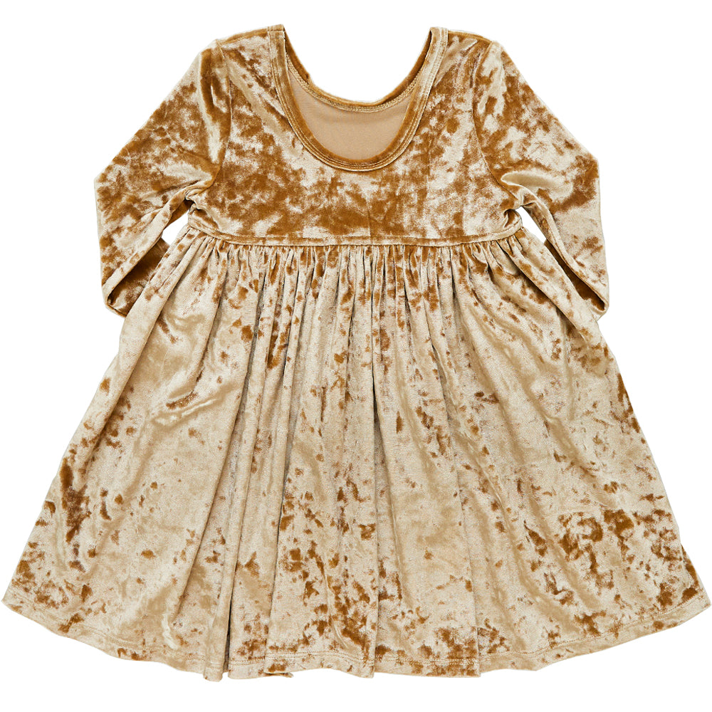 Steph Dress-Crushed Gold Velvet