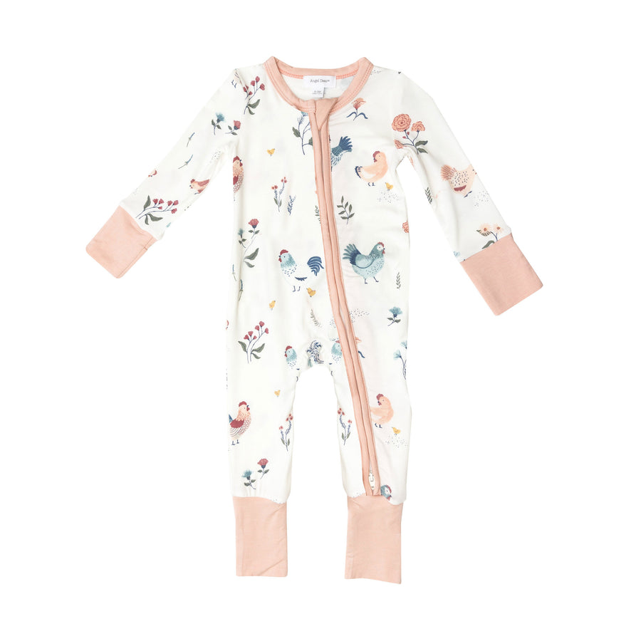 Heirloom Chickens Ruffle Zipper Romper