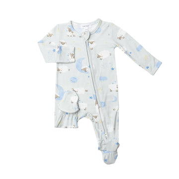 Baby Sheep Blue 2-Way Zipper Footie