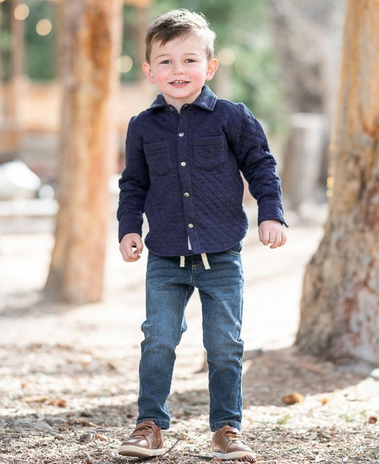 Navy Quilted Knit Shirt