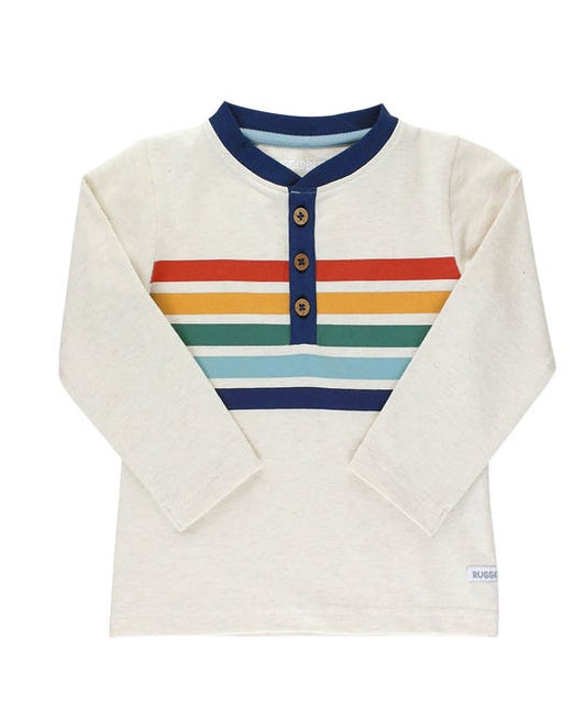 Oatmeal Rainbow Stripe Henley