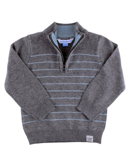 Charcoal/Blue Stripe 3/4 Zip