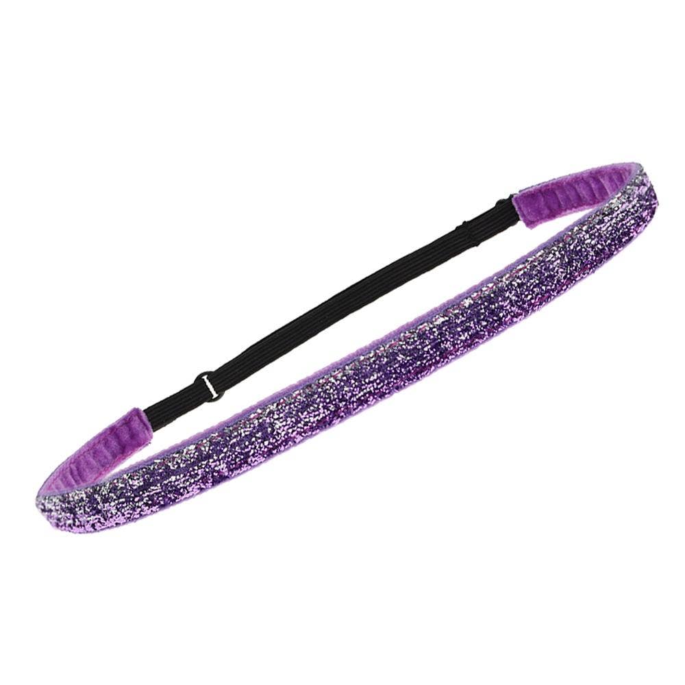 Adjustable No Slip Thin Glitter Headband-Purple