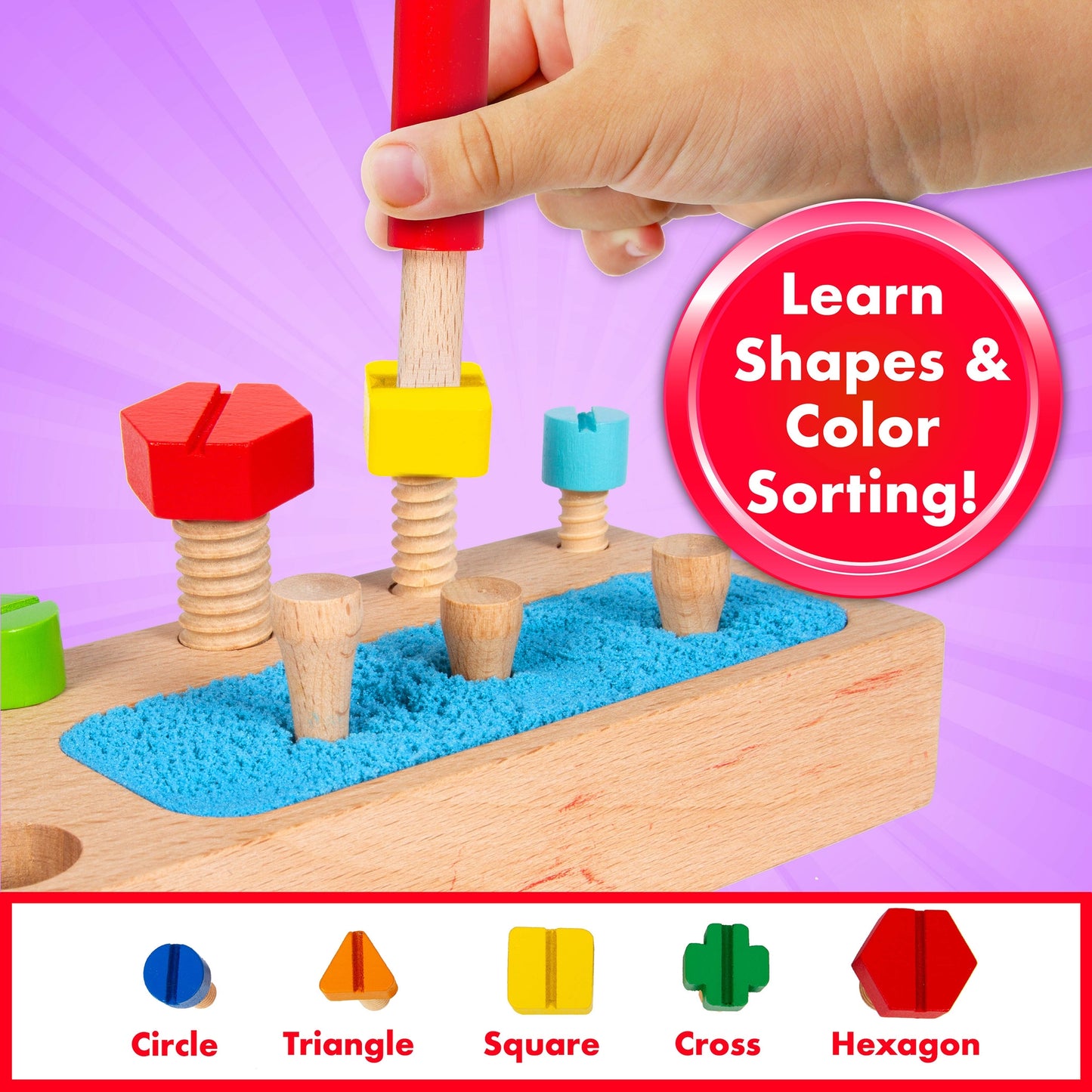 Sense & Grow Wooden Screw Toy