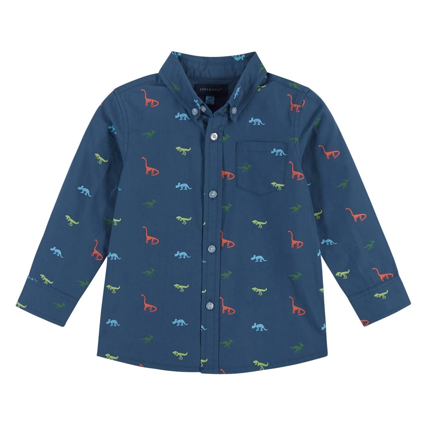 Blue Buttondown Dino Shirt