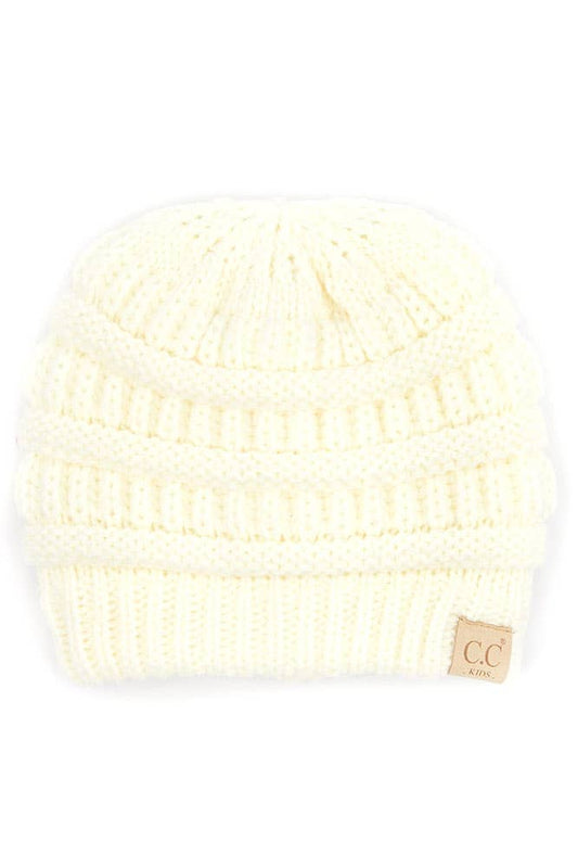 Kids Knit Beanie-Ivory