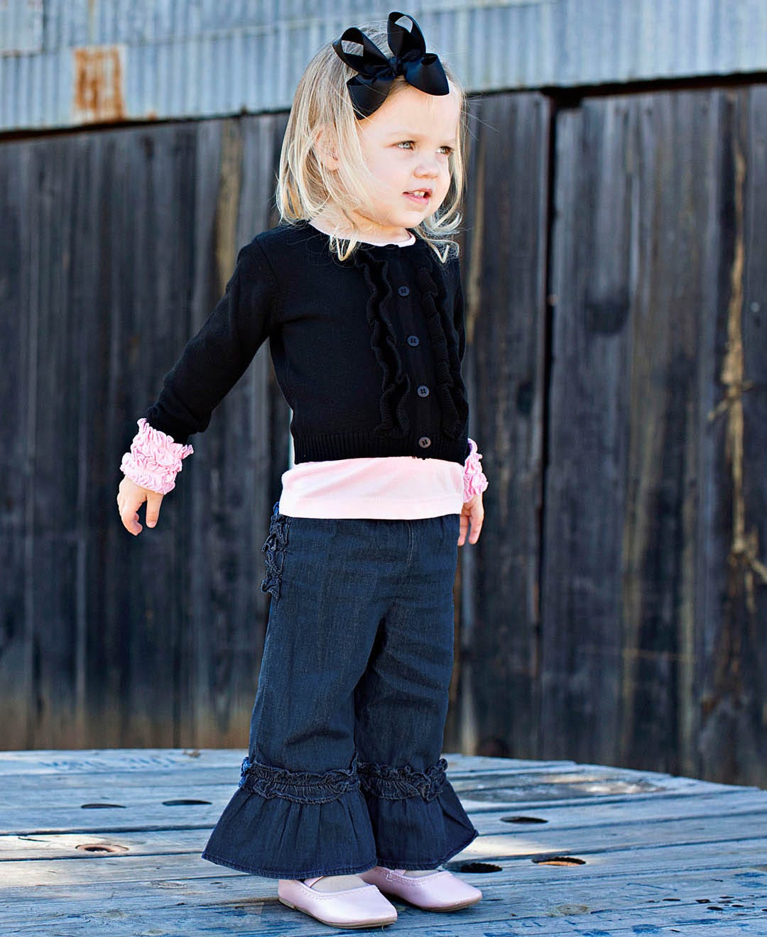 Black Ruffled Cardigan