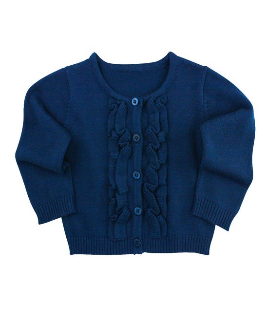 Navy Ruffled Cardigan