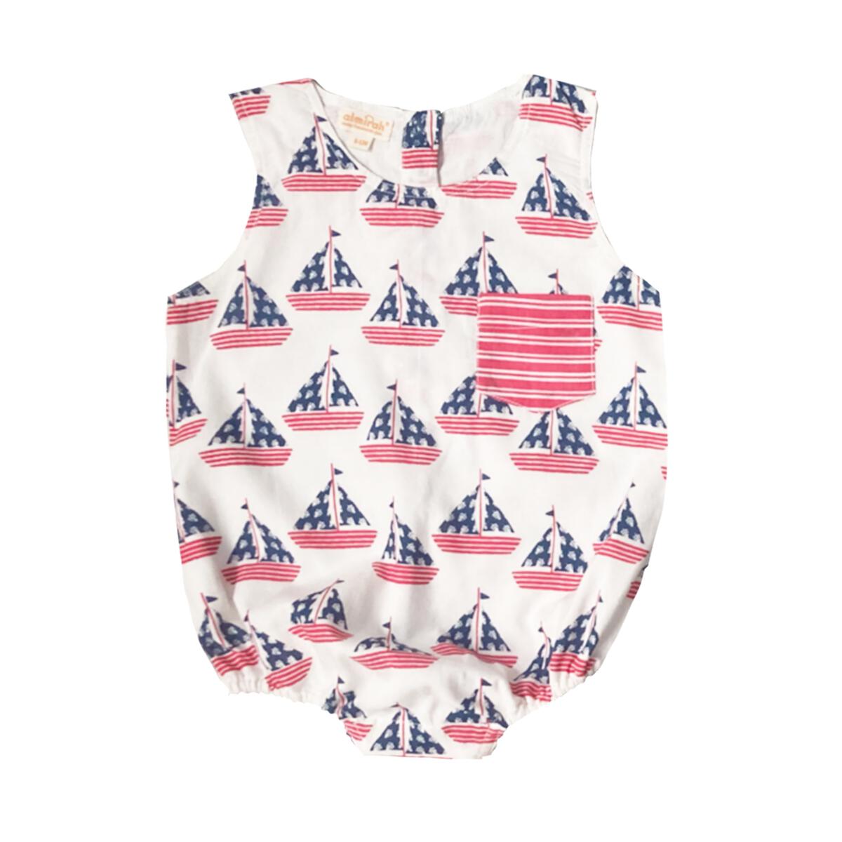 Red/White Sailboat Romper