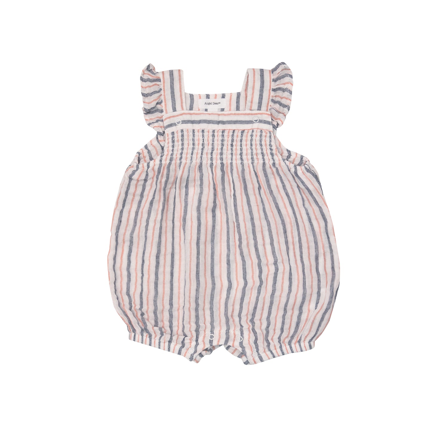 Nautical Ticking Stripe Smocked Overall Shortie