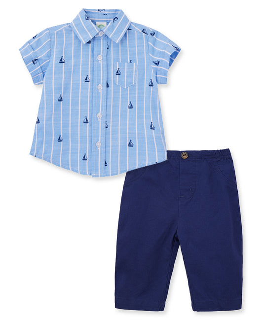 Blue Sailboat Pant Set